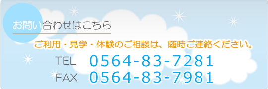 お問い合わせはこちら TEL：0564-83-7281 FAX：0564-83-7981　メールでお問い合わせ